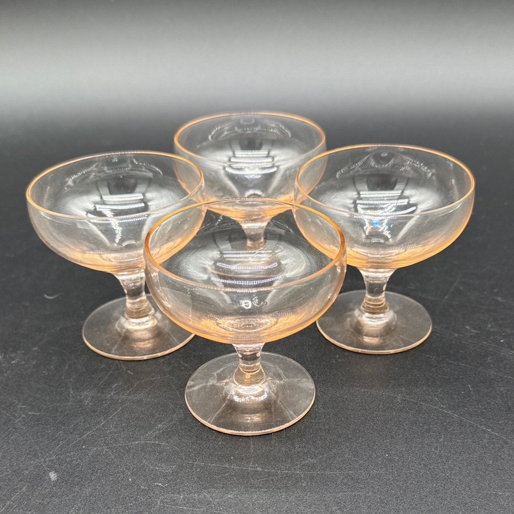 Vintage Glass Champagne Coupe Glasses Sherberts Set of Four